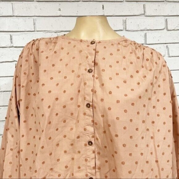 Zara Swiss Dot Voluminous Sleeve Blouse | Romantic Sheer Top | SizeLarge - Picture 9 of 16
